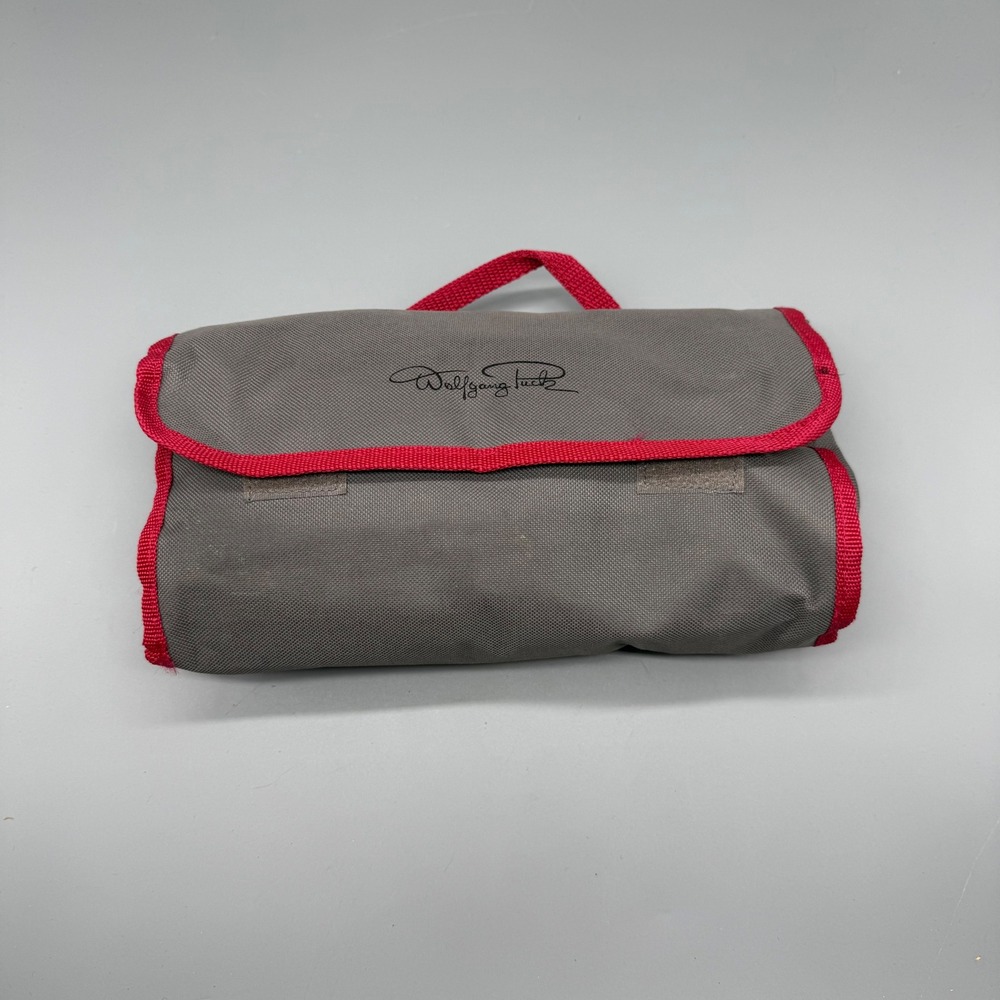 Wolfgang Puck 10 Piece Kitchen Tool Set with Red and Grey Roll Up Storage Case